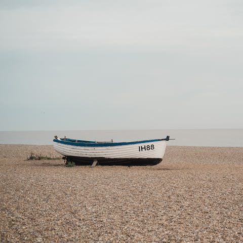 Buy some fresh seafood straight from the fishermen’s huts at Aldeburgh, a seven-minute drive away