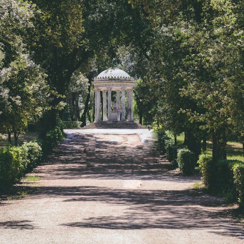 Wander the gardens of Villa Borghese, just a five-minute walk from your home