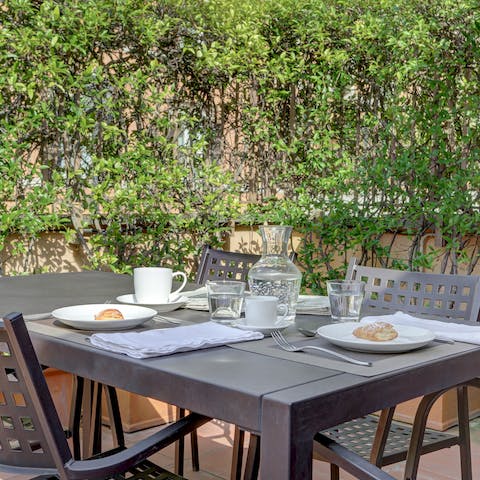 Spend breakfast with fresh pastries on your private terrace