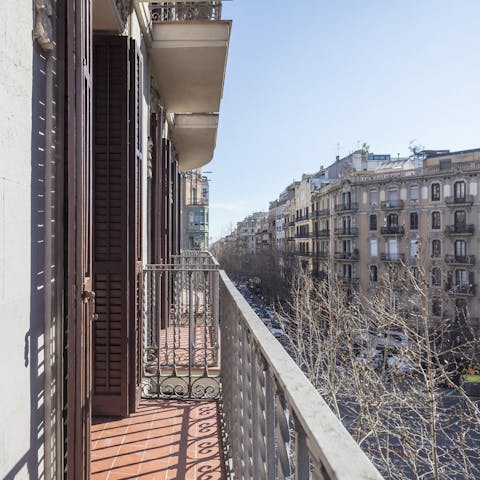 Step out onto the apartment's long balcony and feel the sun on your skin