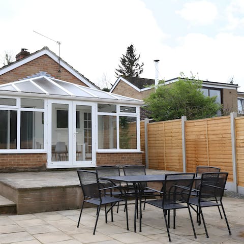 Sit outside and enjoy a glass of bubbly on the patio