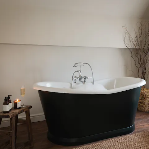 Relax in the freestanding tub at the end of the day