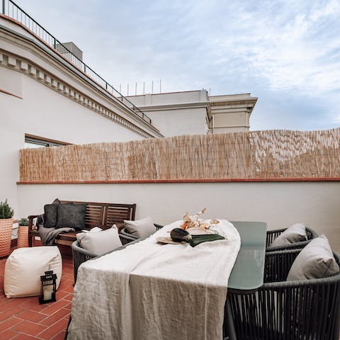 Relax on the private terrace after a busy day of sightseeing