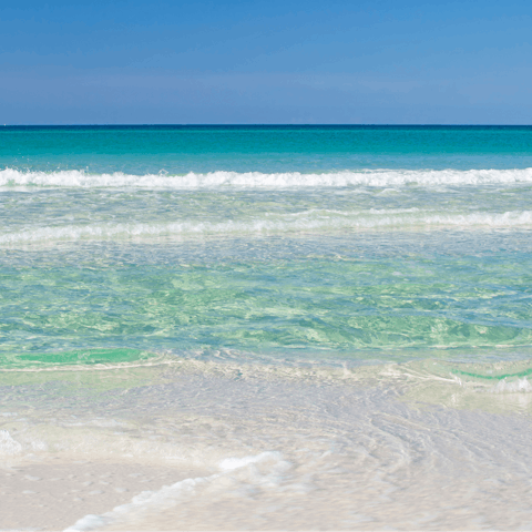 Head to the beach for white sands and turquoise sea  just ten-minutes' walk away