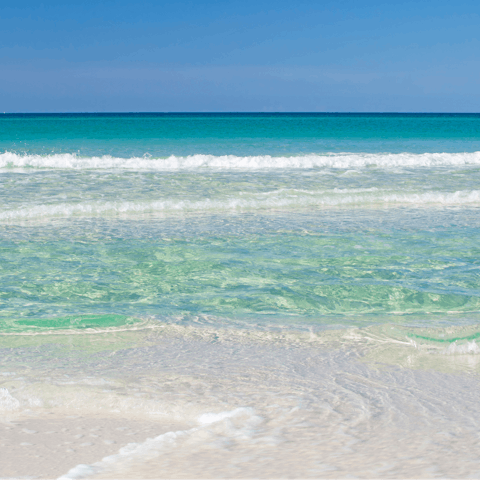Head to the beach for white sands and turquoise sea just ten-minutes' walk away