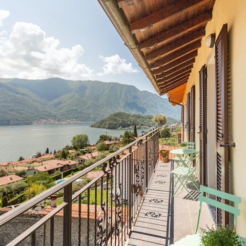 Relax on the private balcony overlooking Lake Como