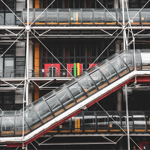 Visit the Centre Pompidou, just an eight-minute walk away