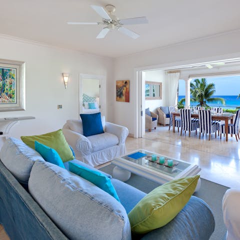 Enjoy the sea views from the comfort of your lounge area