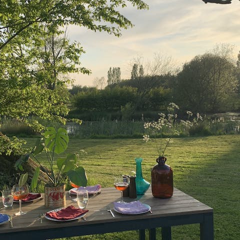 Head out to the garden and enjoy a picnic by the pond