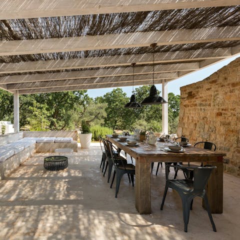 Dine alfresco on the shaded terrace