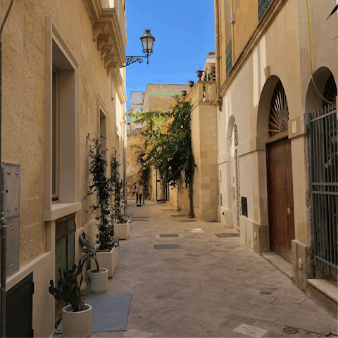 Wander around the narrow streets of Casarano and Lecce, both just a short drive from your villa