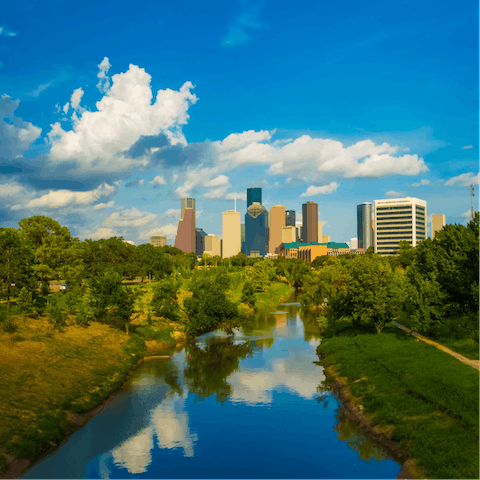 Take a stroll through beautiful Hermann Park, a fifteen-minute walk away