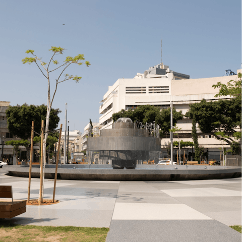 Walk over to Dizengoff Square in just over five minutes and sit by the fountain