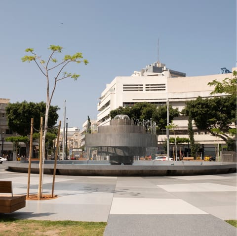 Walk over to Dizengoff Square in just over five minutes and sit by the fountain