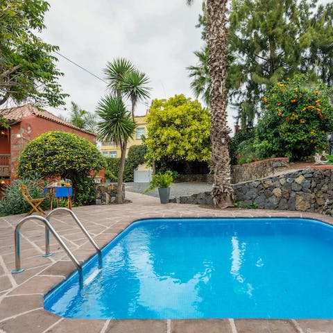 Take a dip in the inviting, outdoor pool 