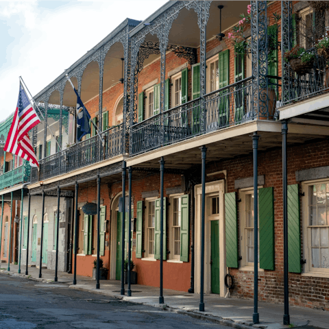 Visit Bourbon Street, just a ten-minute walk away