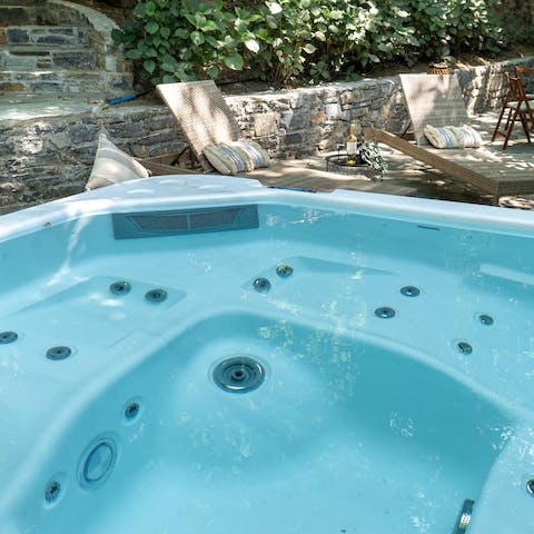 Treat yourself to time in the private hot tub each day