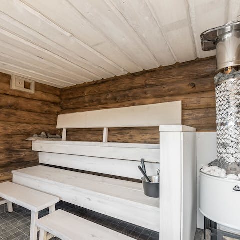 Sweat it out in the wood-burning sauna