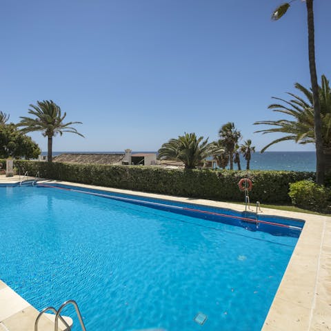 Cool off from the mid-day sun by taking a dip in your aquamarine pool, overlooking Mediterranean Sea