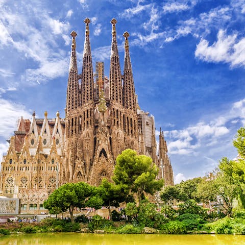 Walk just ten minutes to the striking Sagrada Familia