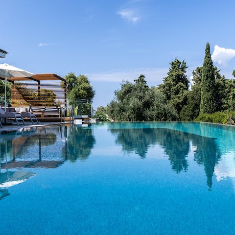 Swim in the private pool to cool off in the Greek heat