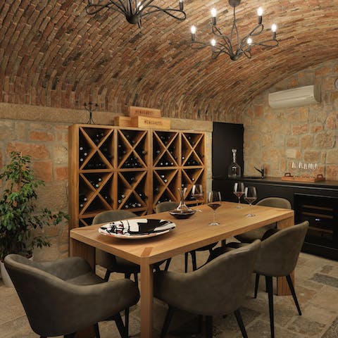 Spend the evening tasting local wines in the home’s cellar