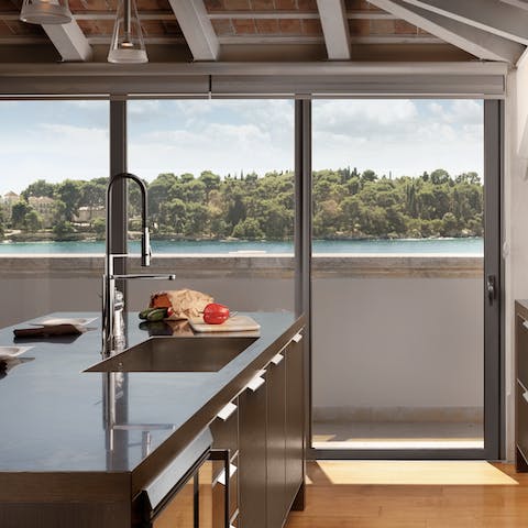 Step out from the kitchen to the sea-view balcony