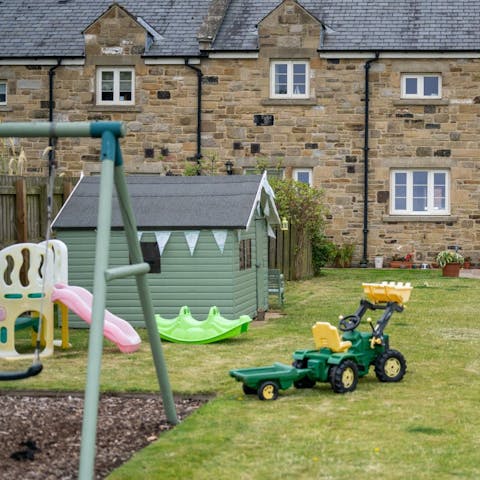 Let little ones explore the toys and garden games