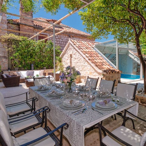 Indulge in a long, lazy lunch on the terrace in the shade of the fig tree