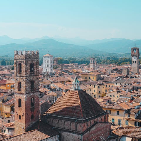 Discover the charming medieval city of Lucca, a half-hour drive away