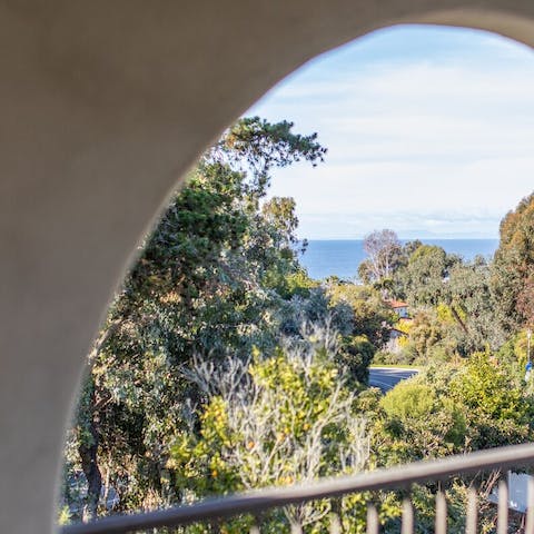 Admire the spectacular ocean views from the upstairs balcony