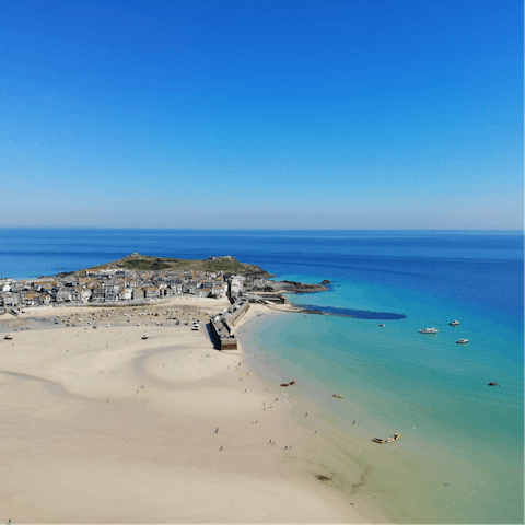 Visit one of the golden beaches around St Ives, including Porthminster Beach only ten minutes' walk away