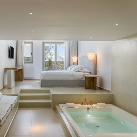 Relax like a pro in your in-room Jacuzzi