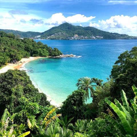 Stay in Phuket, a short shuttle ride from the breathtaking Layan Beach