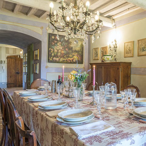 Gather together for an elegant meal in the dining room