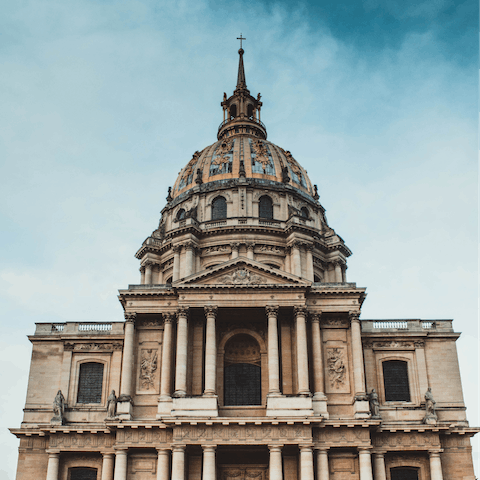 Gaze up at the beautiful Hôtel des Invalides, a fifteen-minute stroll from your door