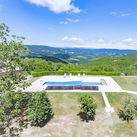 Soak in the panoramic views of the Chianti hillsides from the private pool
