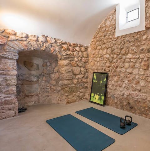 Work up a sweat with a spot of yoga in the dedicated studio