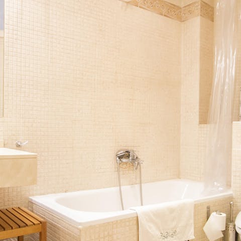 Soak the day away from the comfort of the bathtub 