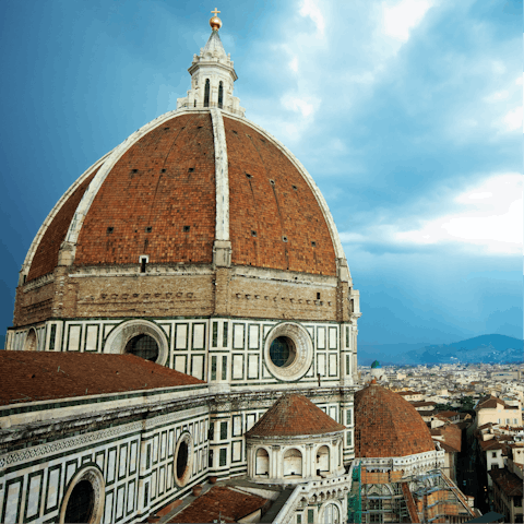 Visit the beautiful Cathedral of Santa Maria del Fiore, a fifteen-minute walk away