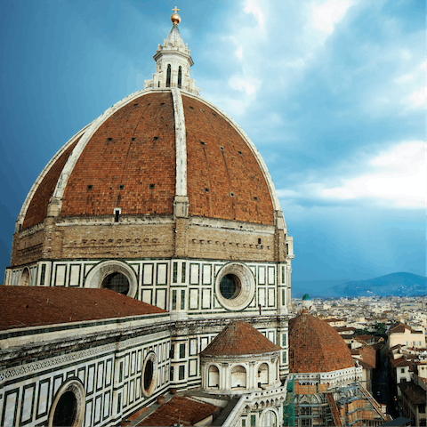 Visit the beautiful Cathedral of Santa Maria del Fiore, a fifteen-minute walk away