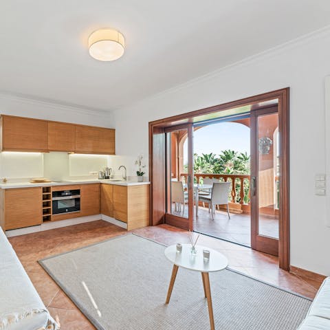 Prepare your morning brew in the kitchenette and take in the sea breeze