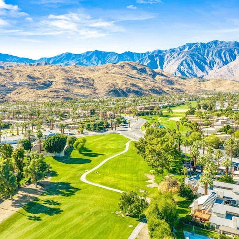Tee off at the Tahquitz Creek Golf Course, a ten-minute walk away