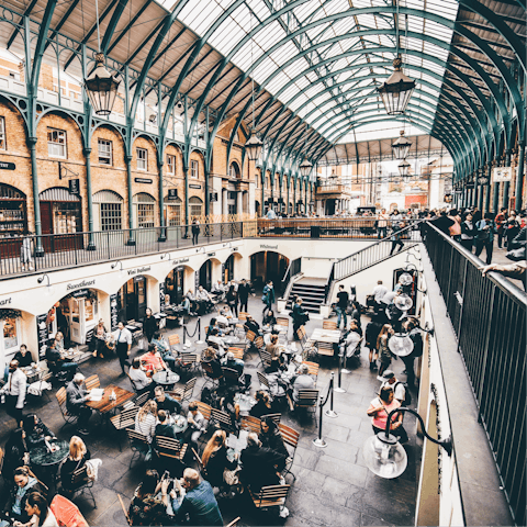 Discover Covent Garden's chic boutiques and upscale restaurants, a thirteen-minute walk away