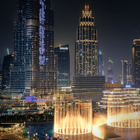 Catch the Dubai Fountain light show from the comfort of your apartment