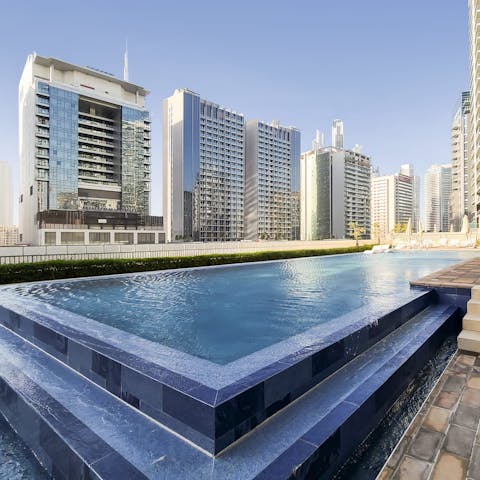 Cool off with a few lengths of the communal swimming pool