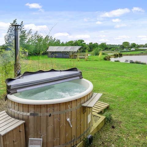 Soak away the stress in this inviting hot tub