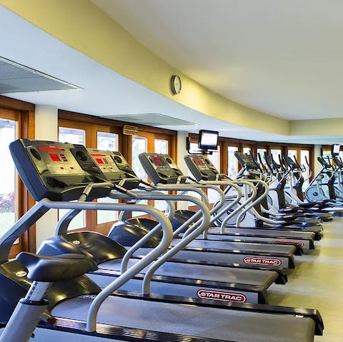 Keep on top of your fitness routine at the on-site gym 
