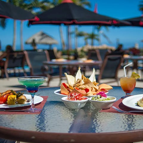Order tacos and Margaritas for a poolside lunch