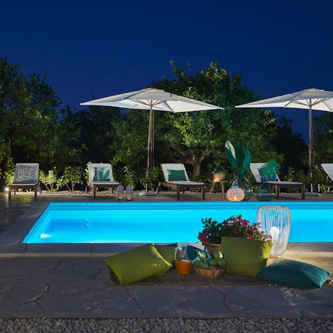 Head to the pool when dusk settles for a twilight dip beneath the stars